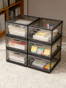 Lot de 12 boîtes de rangement carrées modernes pliables à ouverture frontale en plastique PP, empilables, pour chaussures et vêtements, 3-6L, 33,4x23x14cm, légères, pour la maison - Product Image 5