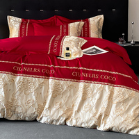 Housse de couette de luxe légère en coton lavé 60S avec broderie florale en relief, pliée, 600TC, portable, 4 pièces, taille King/Queen, pour hôtel et maison