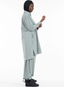 Casual khiêm tốn thời trang áo <span class=keywords><strong>PANT</strong></span> co ORD <span class=keywords><strong>Set</strong></span> cho phụ nữ hồi giáo lỏng phù hợp với abaya nút rắn thể thao - Product Image 5