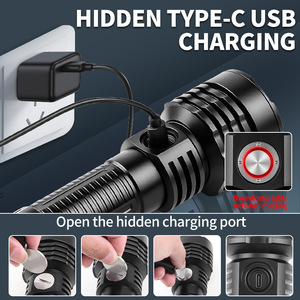 ไฟฉายดำน้ำ XHP70 22.6 ซม. แบบชาร์จไฟได้ประเภทซี แอลอีดี ความเข้มสูง ไฟสำหรับสำรวจกลางแจ้ง - Product Image 3