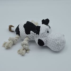 New Squeaky Cute Cow peluche corda di cotone giocattoli da masticare per cani per masticatori aggressivi giocattoli da masticare per animali domestici per l'addestramento del cane pulizia dei denti - Product Image 5