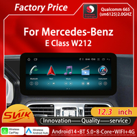 Autoradio numérique multimédia 12,3 pouces pour tableau de bord de voiture, Android 14, lecteur GPS DSP pour Mercedes Benz Classe E W212, CarPlay/Android sans fil