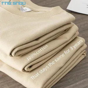 Camiseta de algodão pesado folgada de alta qualidade para homens, camiseta casual de manga curta folgada para homens, camiseta quadrada de grandes dimensões