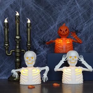 Bougie électronique squelette d'Halloween très populaire, décorations de fête de la Toussaint avec bougeoir squelette - Product Image 1