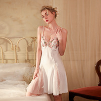 Robe de nuit en satin à dentelle personnalisée pour femmes, robe de nuit mi-longue, vêtements de nuit