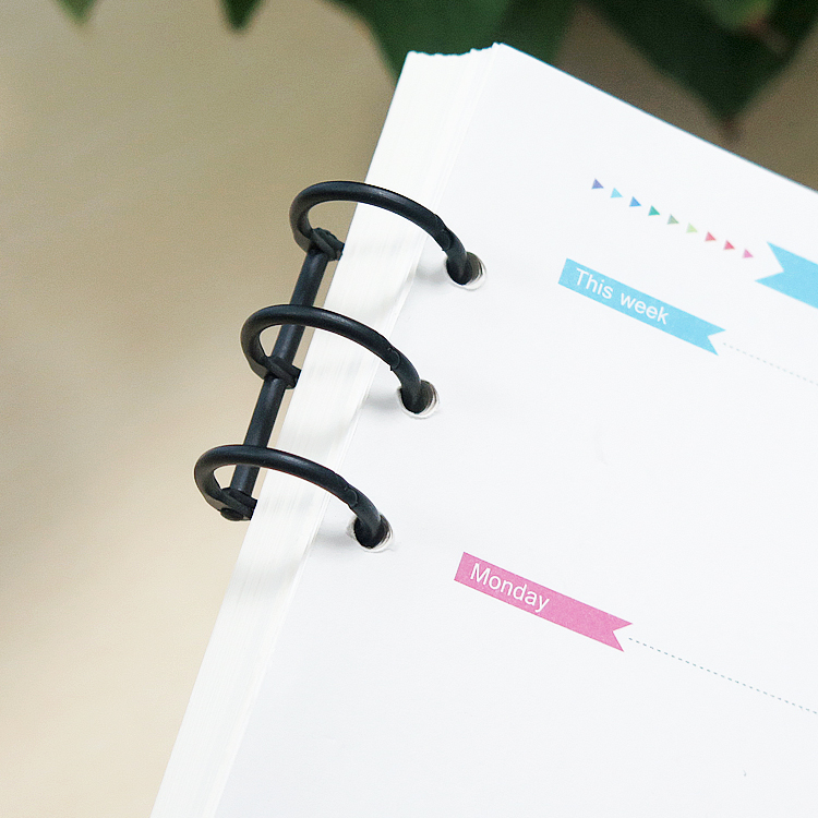 YIWANG, металлическое черное кольцо-переплет для книг 30 мм, Круглый календарь для стола