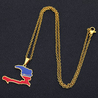 Collier Pendentif Carte d'Haïti en Acier Inoxydable 316 Doré Étanche, Goutte d'Huile, Géométrique, Unisexe, Style Bureau, pour Couples