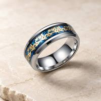 Bague en acier inoxydable 316L avec incrustation de dragon pour homme et femme, plaquée or 18 carats, argent, bleu, noir, émail scintillant 4 couleurs, fiançailles, mariage
