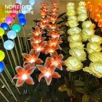 Rose lampes solaires extérieur jardin décoratif fleur lumières décoration stand fée rose led arbre lumineux