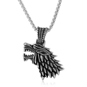 Yunnique – collier tête de loup en acier inoxydable pour hommes, pendentif animal, chaîne, style Hip Hop Punk, accessoire de bijoux tendance - Product Image 3