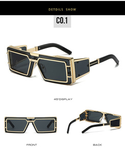 Lunettes de soleil steampunk, monture noire, monture intégrale, verres PC, lunettes de soleil tendance - Product Image 3