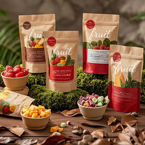 ถุงกระดาษคราฟท์สีน้ำตาลพร้อมซิปสำหรับใส่ขนมผลไม้อบแห้งเป็นมิตรต่อสิ่งแวดล้อม - Product Image 1