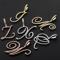 Hip Hop 18K oro antiguo inglés letras nombre personalizado 2020 Bling letra colgante con inicial colgante collar joyería