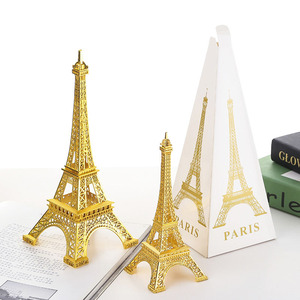 Modello della Torre <span class=keywords><strong>Eiffel</strong></span> Dorata di Parigi per Spedizioni Transfrontaliere, Pezzo Decorativo Elettroplaccato per Vetrine, Artigianato in Metallo Stile Europeo - Product Image 2