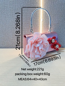 New Cross-border Design <b>Square</b> PU Flower Hand Bag Wedding Birthday Evening Cover Closure Style Shoulder Crossbody Tanjing - Product Image 5