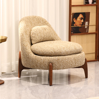 Fauteuil de loisirs convertible scandinave moderne, fauteuil d'appoint rembourré, base en bois massif, siège lounge en tissu chenille pour salon