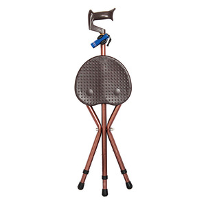 Canne triangulaire multifonctionnelle avec tabouret en alliage d'aluminium antidérapant pour soutenir la marche des personnes âgées - Product Image 1