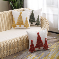 Housse de coussin tuftée bohème de Noël 45x45cm, taie d'oreiller décorative avec fermeture éclair pour la décoration de Noël à la maison ou à l'hôtel