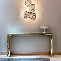 Console d'angle de luxe en marbre pour couloir, console décorative pour salon, table moderne épaisse argentée