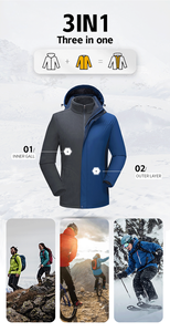 Bon marché pour hommes Vente en gros Vestes en polaire d'hiver 3 en 1 à logo personnalisé en vrac Sweat à capuche doublé en polaire - Product Image 6