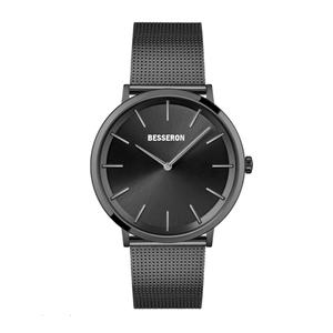 Montre de luxe personnalisée pour homme, bracelet en maille d'acier inoxydable noir tendance, cadran analogique 40 mm, bracelet 20 mm, quartz - Product Image 6