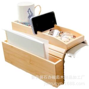 <b>Sofa</b> Armrest <b>Tray</b> Wooden Multi-functional Snack Plate With Storage Compartment For Living Room TV Viewing Breakfast Use - Product Image 2