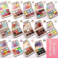 Kit de Gel pour Nail Art 9 Couleurs, Gel Multifonction pour Dégradé et Effet Blush, pour Peinture DIY des Ongles avec Applicateur Éponge