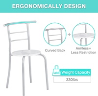 Ensemble de table à manger pliable moderne 3 pièces avec plateau en métal + MDF et porte-bouteilles, design gain de place, blanc, 31,5 pouces