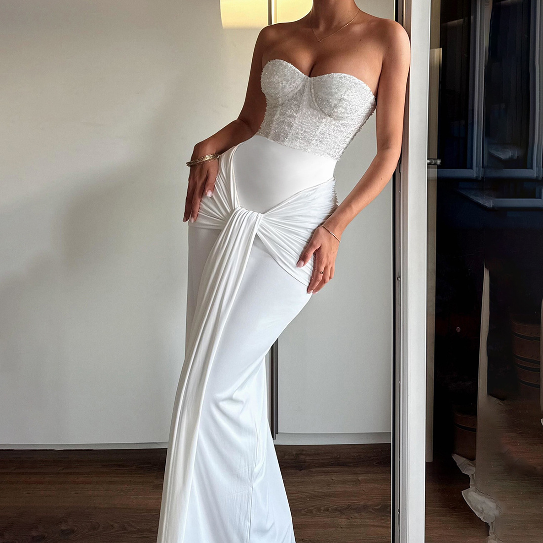 green emerald velvet dress Johnathan Kayne 3067 Prom Dress - Soft White main image 0