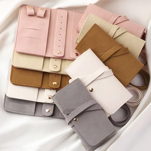 Luxury PU Leather <b>Jewelry</b> <b>Storage</b> Bag Custom Brand Foldable Travel Jewellery Pouch Rings Earrings Necklaces Gift Packaging - Product Image 1