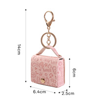 Mini pochette porte-clés en cuir PU au design anime de forme irrégulière, avec fermoir en alliage d'argent, pliable et durable, pour le rangement des AirPods