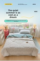 Selimut Musim Panas Katun Berlapis Ganda Cloud-Feel, Set Empat Potong