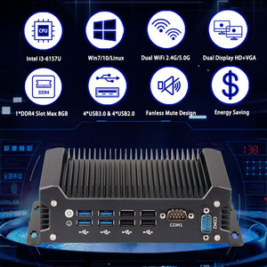 Mini PC pas cher Nano <span class=keywords><strong>Intel</strong></span> <span class=keywords><strong>Core</strong></span> <span class=keywords><strong>i3</strong></span> <span class=keywords><strong>6157U</strong></span> 6e génération 2 double LAN Ethernet 8 USB Ubuntu Win 10 Mini PC industriel sans ventilateur - Product Image 2
