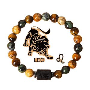 12 moda constelación del zodiaco encanto pulsera obsidiana cuentas naturales pulsera Virgo Leo Libra pareja mujeres hombres pulsera - Product Image 1