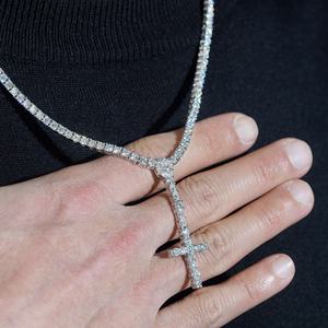 <span class=keywords><strong>Collana</strong></span> Tennis Hip Hop in <span class=keywords><strong>Argento</strong></span> 925 con Diamanti Tester, Catena Tennis di Lusso 3MM, <span class=keywords><strong>Collana</strong></span> Tennis con Croce <span class=keywords><strong>Rosario</strong></span>, Collane Moissanite VVS - Product Image 6