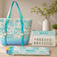Kit de Sac de Rangement Portable en Toile pour Mahjong, Trois Pièces, Pliable, Ultra-léger, Grande Capacité, Organisateur pour Tuiles de Mahjong et Tapis de Table