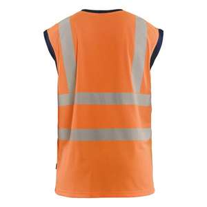 BLAKLADER - 357510135389 S/M Camiseta sin mangas Hi-Vis Naranja/Azul marino-EAN 7330509914779 ROPA DE TRABAJO DE LA HI-VIS - Product Image 2