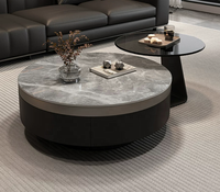 Ensemble de table basse ovale en pierre scandinave de luxe pour salon moderne minimaliste pour petites maisons