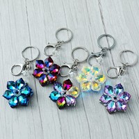 Porte-clés mignon en cristal flocon de neige, pendentif pour sac à main pour femmes, mini porte-clés