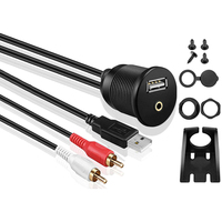 Dashboard-Tabelle Dash Mount-Port 2RCA zu USB 3,5 mm AUX Steckdose Stecker Verlängerungskabel für Auto Lkw-Auflieger Boot Motorrad