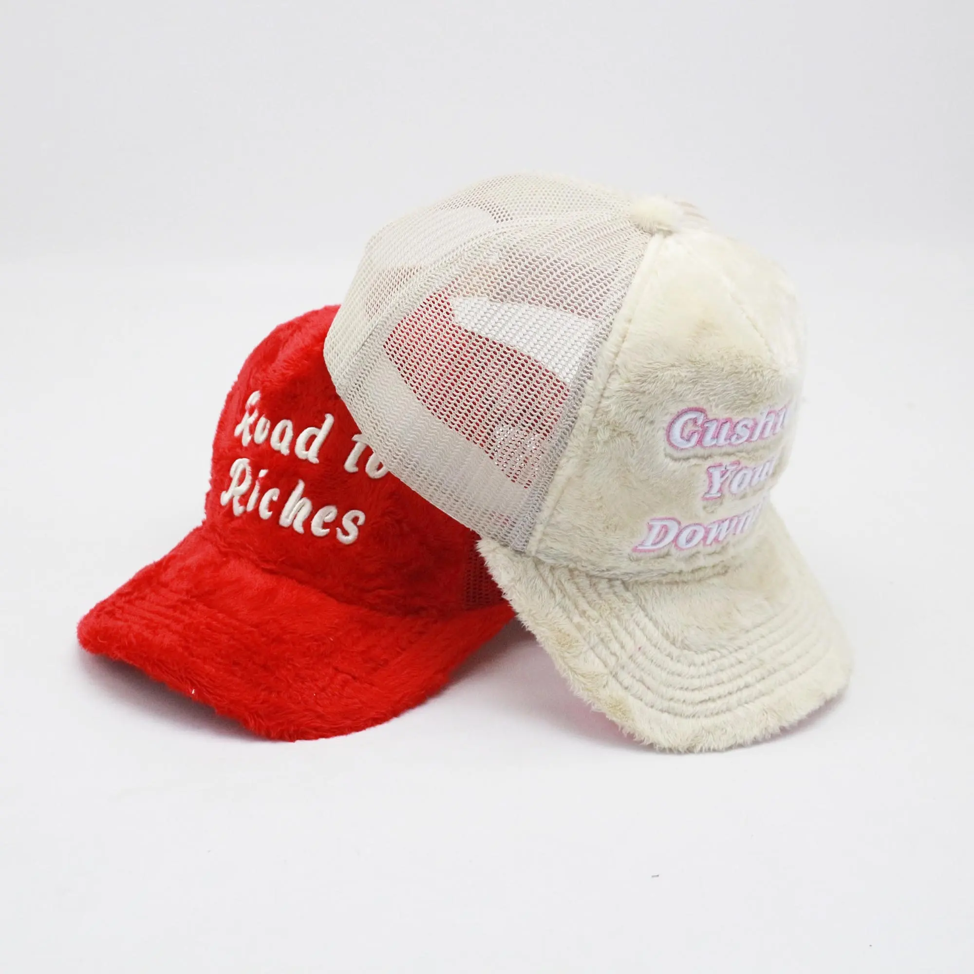 2023 NEW design Custom Embroidery Logo fur and Fuzzy Velvet Trucker Cap Mesh Caps Hat