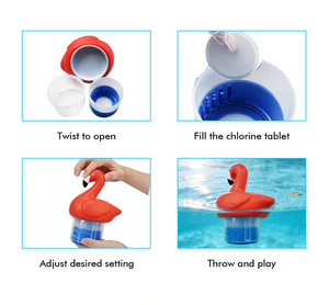 Distributeur de chlore flottant en forme de <span class=keywords><strong>flamant</strong></span> <span class=keywords><strong>rose</strong></span> pour grandes et petites piscines, spas et bains à remous - Product Image 4
