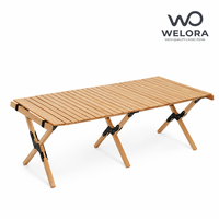 Table pliante en bois de hêtre esthétique Walnut-Roll 120 cm, table de camping en plein air