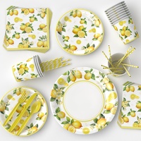 Ensemble de fournitures de fête sur le thème du citron, très demandé, assiettes en papier personnalisées, gobelets, serviettes, vaisselle pour fête d'été