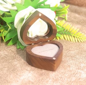 Solid <strong>Wood</strong> Black Walnut Window-Opening Heart-Shape Ring <strong>Box</strong> Elegant Diamond Jewelry <strong>Storage</strong> for Father's Day Gift - Product Image 5