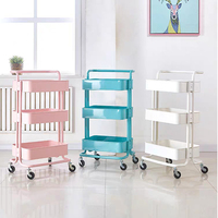 Chariot de rangement roulant 3 niveaux en acier au carbone et ABS, avec étagère à épices, idéal pour cuisine, salle de bain et bureau – Vente chaude