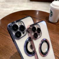 Luxury Electroplated Transparent PC Back Cover Magnetic Cell Phone Case for EPhone 13 16 Pro Max Includes Lens Film Protection