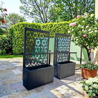 Jardinière autoportante en alliage d'aluminium découpé au laser avec treillis pour plantes grimpantes, trou de drainage, durable, écologique, décoration intérieure