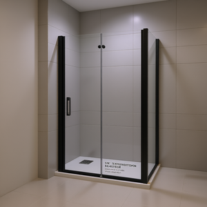 Puerta de Ducha Pivotante Universal Ajustable, Vidrio Templado de 1/4 de Pulgada con Marco, Diseño Rectangular Minimalista, Estilo Abierto con Bisagras - Product Image 2