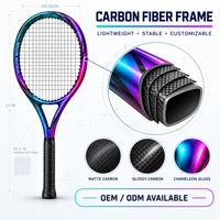 Raquette de tennis en fibre de carbone personnalisée avec logo, vente en gros d'usine professionnelle, 27 pouces, 100 pouces carrés, 16x19, raquette de tennis pour adultes, OEM ODM